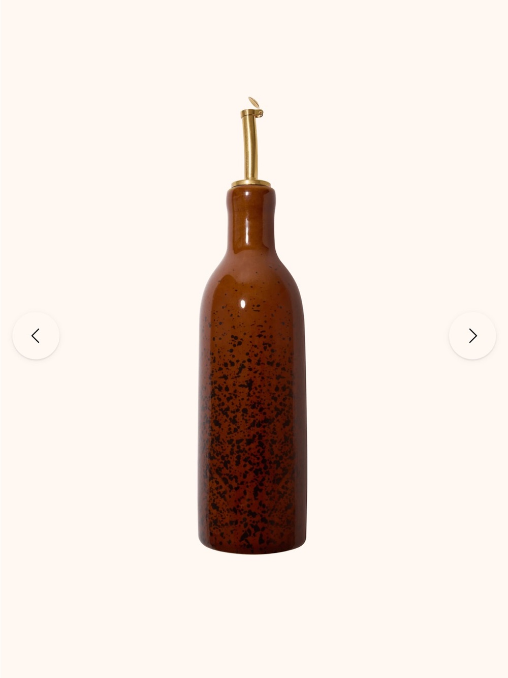 Pretty Cool Kitchen | Speckled Brown Glass Oil Cruet with Gold Pourer NEW